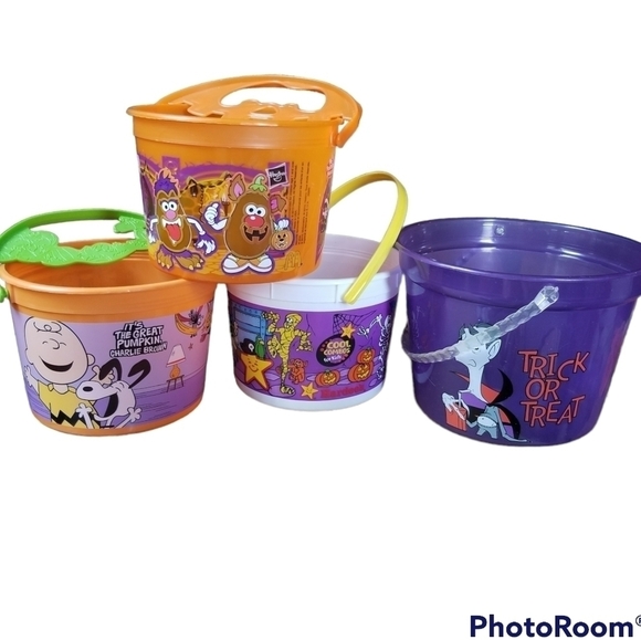 Vtg y2k Gemmy McDonald's Hardee's Vampire Charlie Brown Mr. Potato Head buckets - Picture 1 of 10